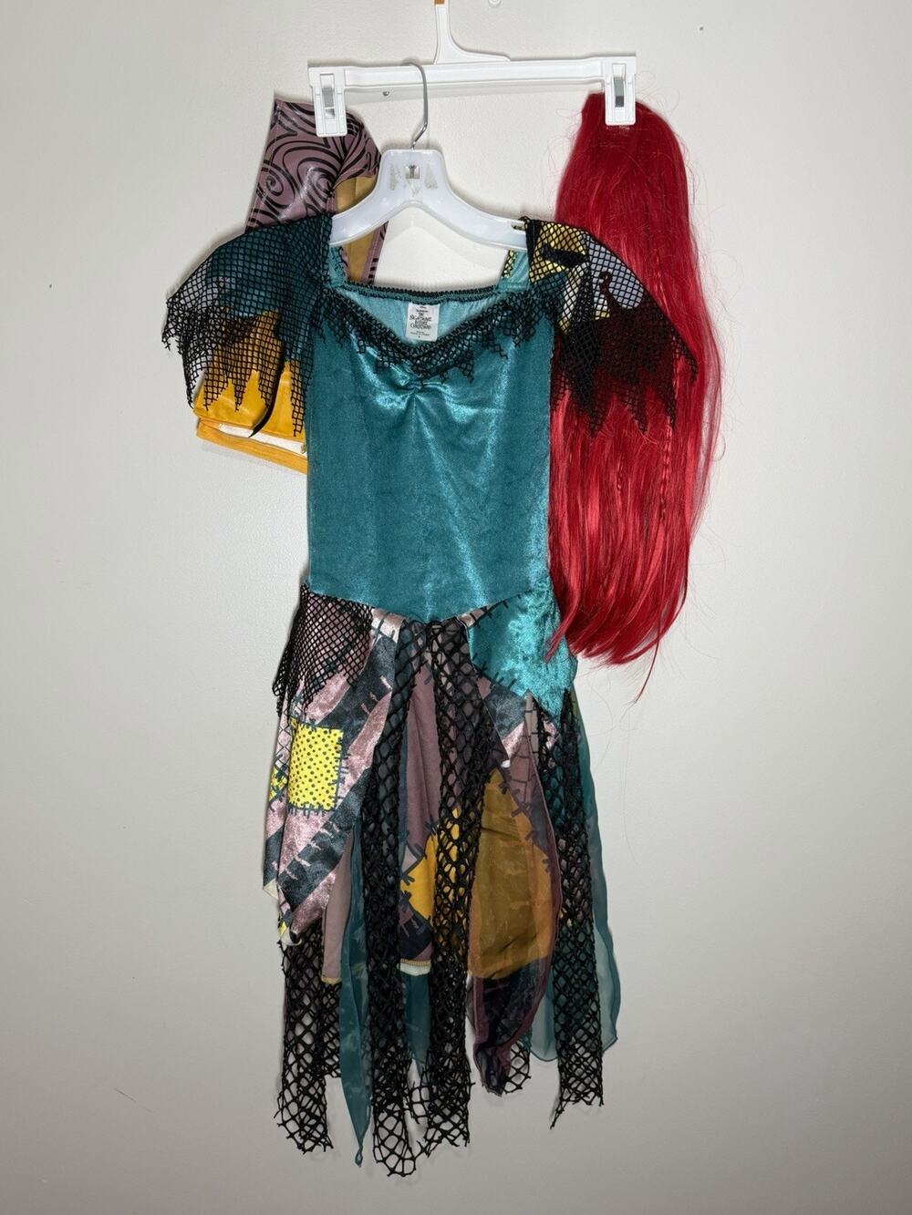 Disney Nightmare Before Christmas Sally Costume Kids Girls Large Dress Wig Waist